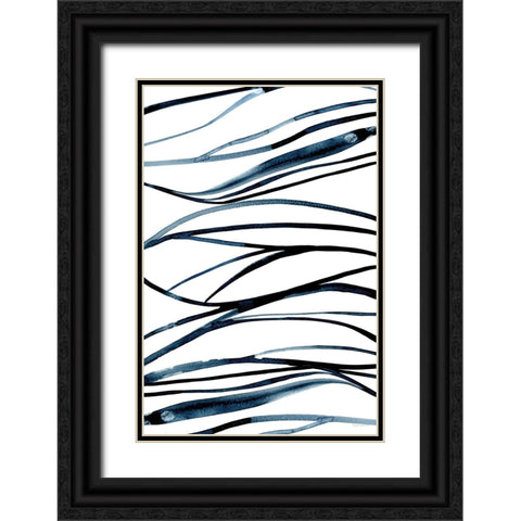 Threads of Blue I Black Ornate Wood Framed Art Print with Double Matting by Charro, Mercedes Lopez