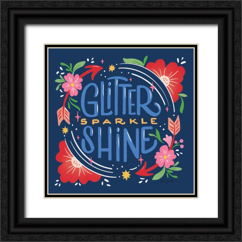 Glitter Sparkle Shine I Bright Black Ornate Wood Framed Art Print with Double Matting by Graham, Gia