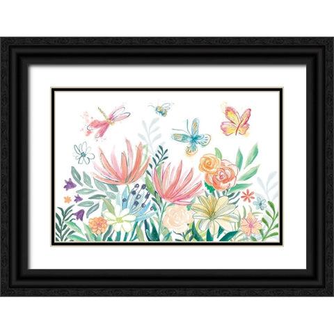 Flower Fun I Black Ornate Wood Framed Art Print with Double Matting by Urban, Mary