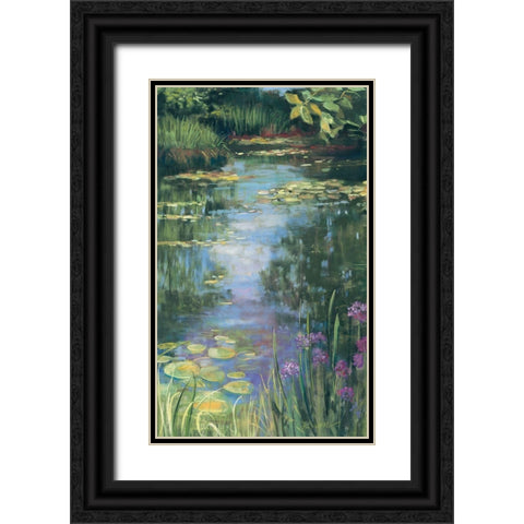 Garden Pond I Black Ornate Wood Framed Art Print with Double Matting by Rowan, Carol