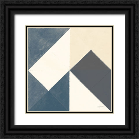 Triangles IV Teal Crop Black Ornate Wood Framed Art Print with Double Matting by Schick, Mike
