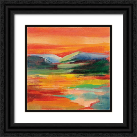 Flower Hill Sunset II Black Ornate Wood Framed Art Print with Double Matting by Vassileva, Silvia
