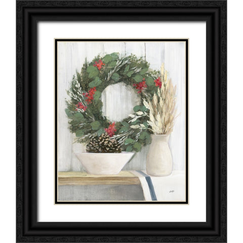 Natural Christmas I Blue Black Ornate Wood Framed Art Print with Double Matting by Purinton, Julia