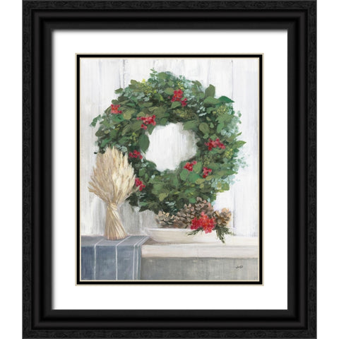 Natural Christmas II Blue Black Ornate Wood Framed Art Print with Double Matting by Purinton, Julia