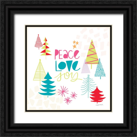 Peace Love Joy II Bright Black Ornate Wood Framed Art Print with Double Matting by Warrick, Cheryl