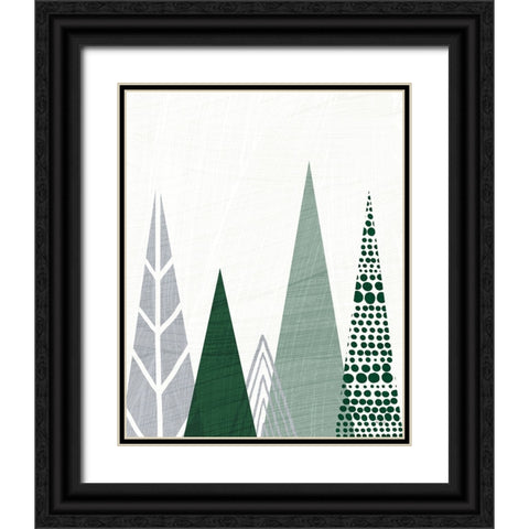 Geometric Forest III Green Gray Black Ornate Wood Framed Art Print with Double Matting by Mullan, Michael