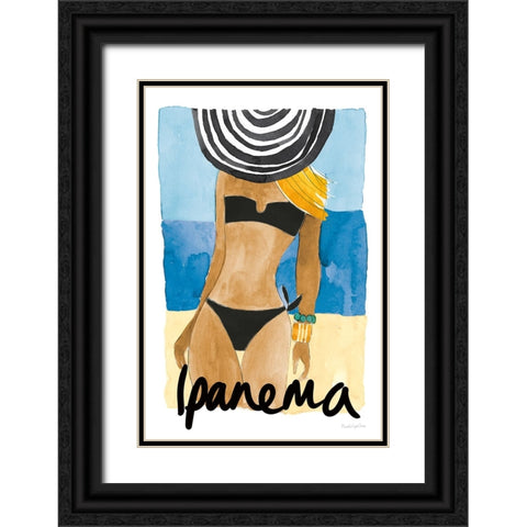 Ipanema Girl Black Ornate Wood Framed Art Print with Double Matting by Charro, Mercedes Lopez