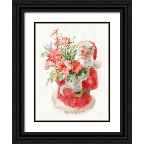 Floral Santa Black Ornate Wood Framed Art Print with Double Matting by Nai, Danhui