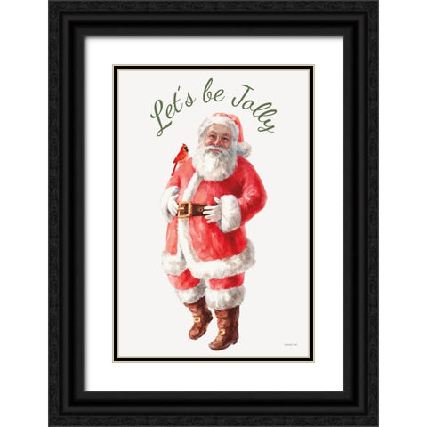 Jolly Santa Black Ornate Wood Framed Art Print with Double Matting by Nai, Danhui