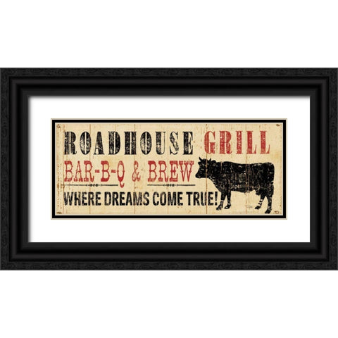 Roadhouse Grill Black Ornate Wood Framed Art Print with Double Matting by Pela Studio