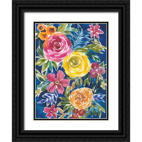 Flower Patch I Black Ornate Wood Framed Art Print with Double Matting by Warrick, Cheryl