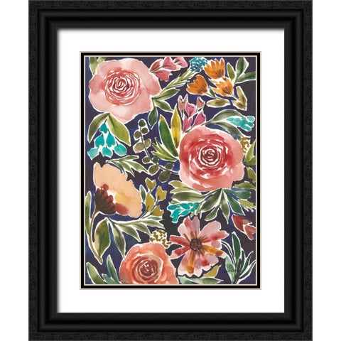 Flower Patch IV Black Ornate Wood Framed Art Print with Double Matting by Warrick, Cheryl