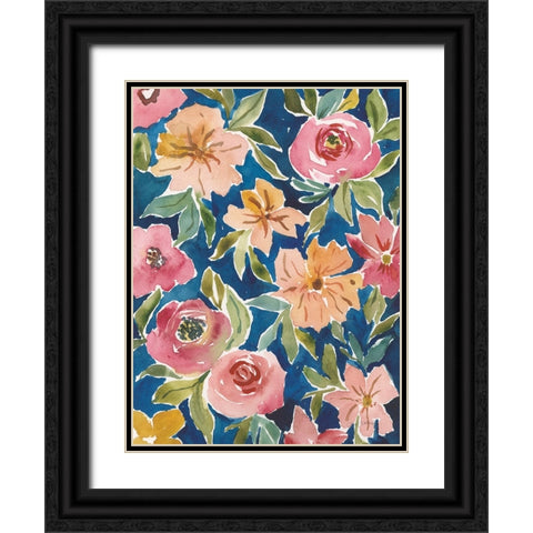 Flower Patch V Black Ornate Wood Framed Art Print with Double Matting by Warrick, Cheryl