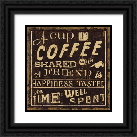 Coffee Quote I Black Ornate Wood Framed Art Print with Double Matting by Pela Studio