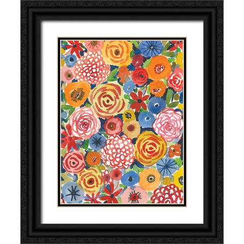 Petal Play II Black Ornate Wood Framed Art Print with Double Matting by Warrick, Cheryl