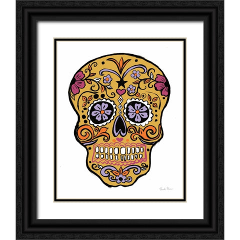 Homage to Frida V Marigold Black Ornate Wood Framed Art Print with Double Matting by Zaman, Farida