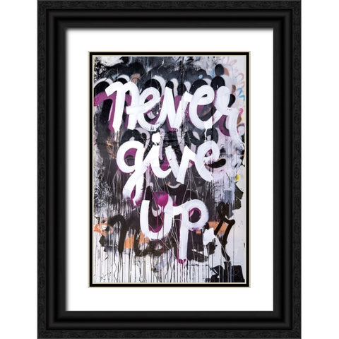 Never Give Up Black Ornate Wood Framed Art Print with Double Matting by Youngstrom, Kent