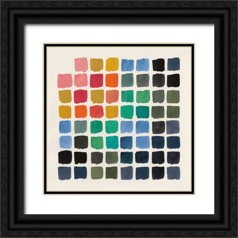 Retro Color Chart Black Ornate Wood Framed Art Print with Double Matting by Wild Apple Portfolio