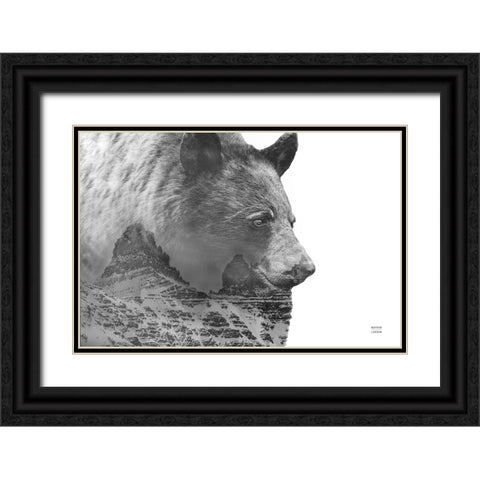 Mountain Bear Black Ornate Wood Framed Art Print with Double Matting by Larson, Nathan