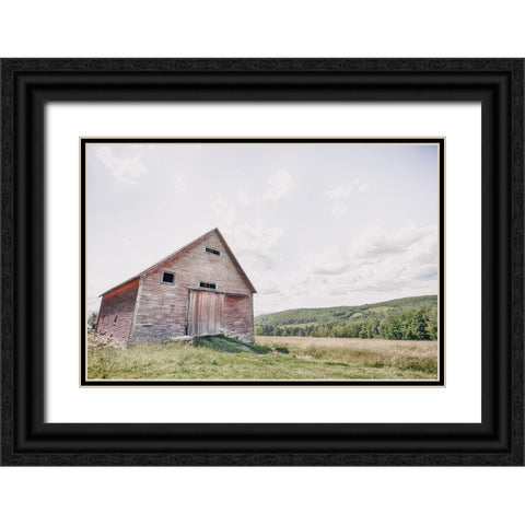 Barn With a View Black Ornate Wood Framed Art Print with Double Matting by Larson, Nathan