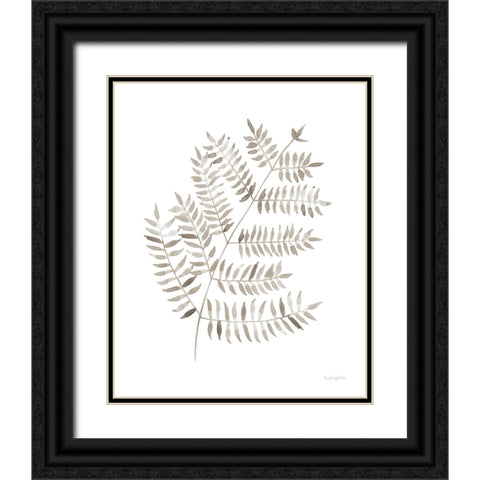 Woodland Fern Khaki Black Ornate Wood Framed Art Print with Double Matting by Charro, Mercedes Lopez