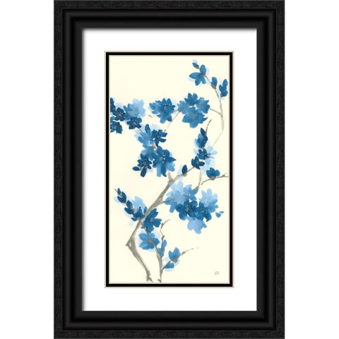 Blue Branch III v2 Crop Black Ornate Wood Framed Art Print with Double Matting by Paschke, Chris