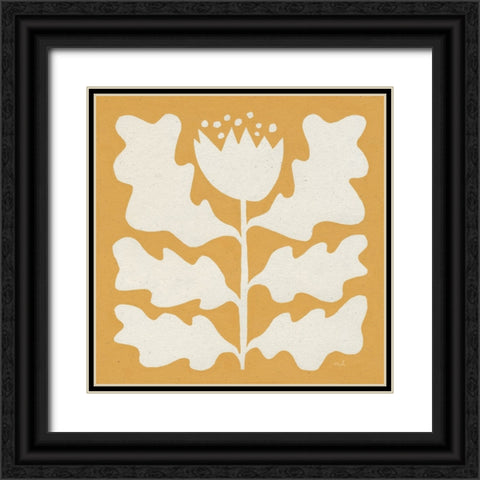 Delighted I Yellow Black Ornate Wood Framed Art Print with Double Matting by Hershey, Moira
