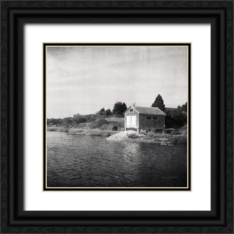 Quitsa Fishing Shack BW Crop Black Ornate Wood Framed Art Print with Double Matting by Gendreau, Katherine