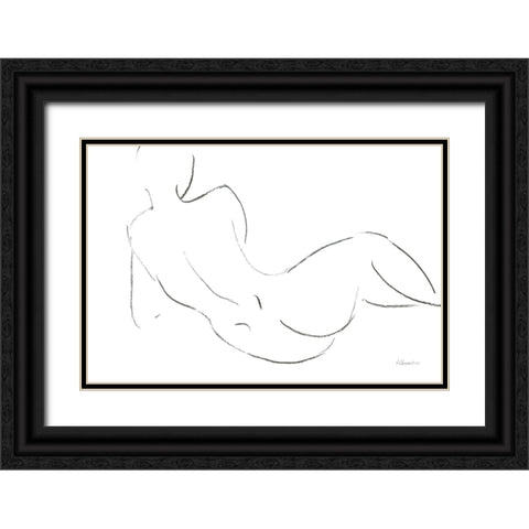 Nude Sketch III v2 Black Ornate Wood Framed Art Print with Double Matting by Hristova, Albena