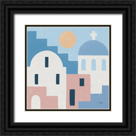 Santorini Summer I Sq Black Ornate Wood Framed Art Print with Double Matting by Hershey, Moira