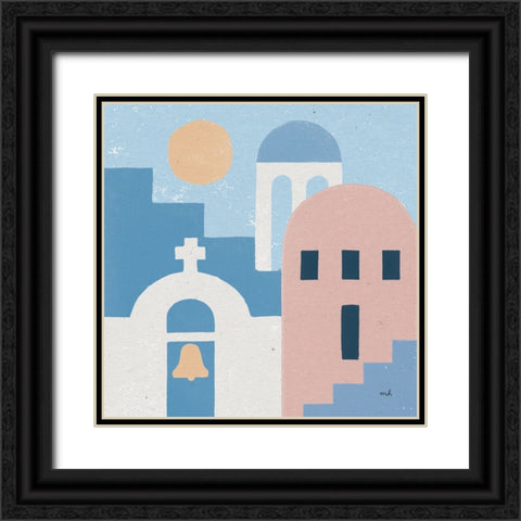 Santorini Summer II Sq Black Ornate Wood Framed Art Print with Double Matting by Hershey, Moira