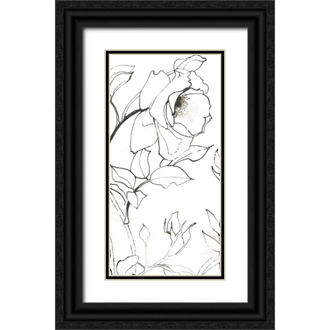 Sketch of Roses Panel II Black Ornate Wood Framed Art Print with Double Matting by Novak, Shirley