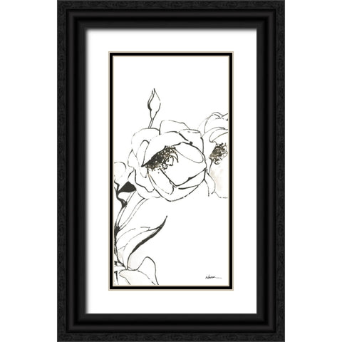 Sketch of Roses Panel III Black Ornate Wood Framed Art Print with Double Matting by Novak, Shirley