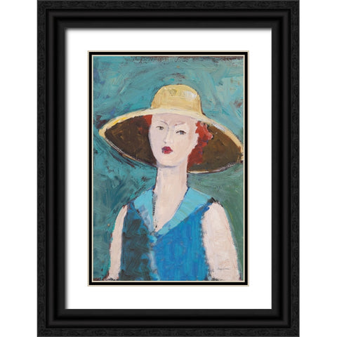 Flea Market Portrait II Blue v2 Black Ornate Wood Framed Art Print with Double Matting by Tillmon, Avery