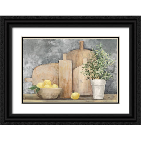 Rustic Kitchen Gray Black Ornate Wood Framed Art Print with Double Matting by Purinton, Julia