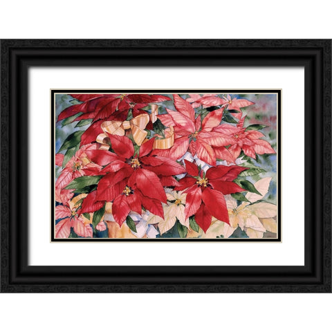 Poinsettia Black Ornate Wood Framed Art Print with Double Matting by McKenna, Kathleen Parr