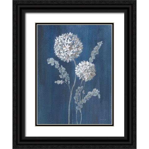 Airy Blooms II Dark Blue Black Ornate Wood Framed Art Print with Double Matting by Nai, Danhui