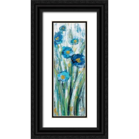 Tall Blue Flowers I Black Ornate Wood Framed Art Print with Double Matting by Vassileva, Silvia