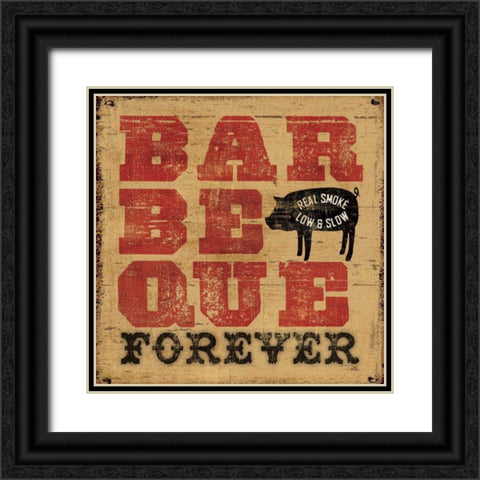 Barbeque Forever Black Ornate Wood Framed Art Print with Double Matting by Pela Studio
