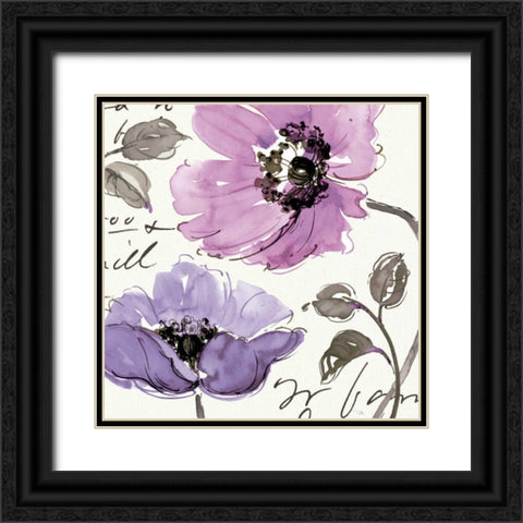 Floral Waltz Plum I Black Ornate Wood Framed Art Print with Double Matting by Pela Studio