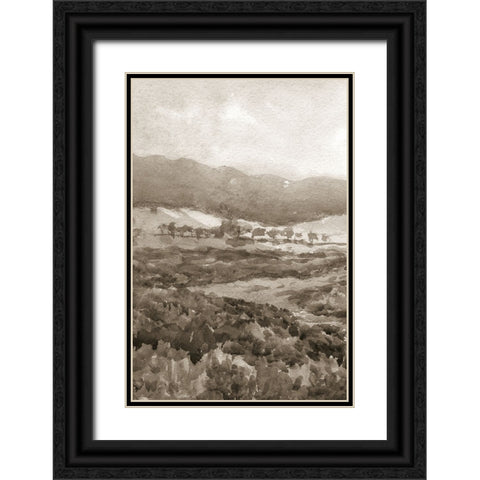 Field of Flowers II Sepia Black Ornate Wood Framed Art Print with Double Matting by Wild Apple Portfolio