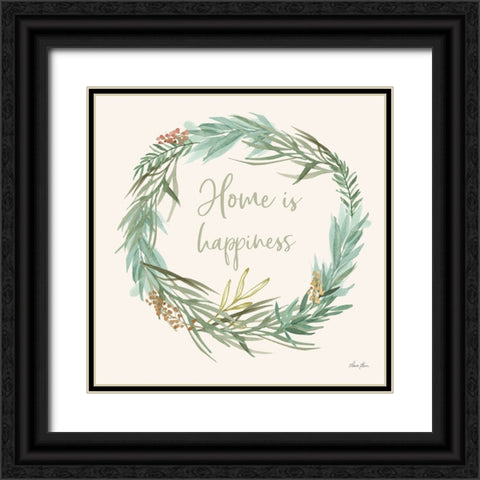 Leaf and Stem Wreath I Black Ornate Wood Framed Art Print with Double Matting by Horn, Laura