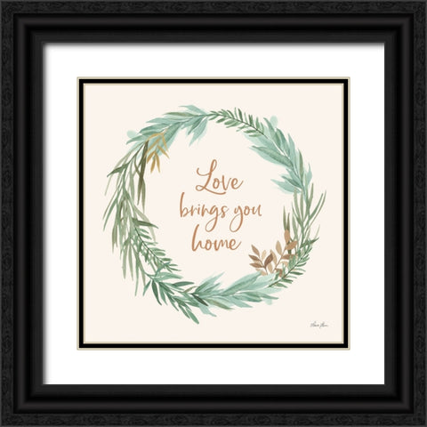 Leaf and Stem Wreath II Black Ornate Wood Framed Art Print with Double Matting by Horn, Laura