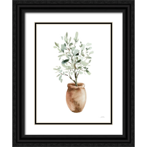 Potted Olive Tree Black Ornate Wood Framed Art Print with Double Matting by Pete, Katrina