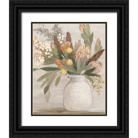 Light Protea Still Life Black Ornate Wood Framed Art Print with Double Matting by Purinton, Julia