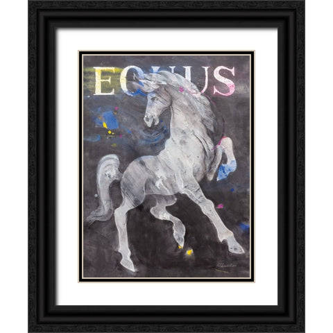 Equus Stallion Black Ornate Wood Framed Art Print with Double Matting by Hristova, Albena