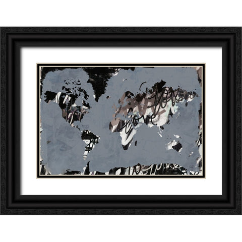 Love the World Map Black Ornate Wood Framed Art Print with Double Matting by Youngstrom, Kent