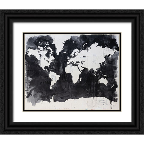 Map of the World Black Ornate Wood Framed Art Print with Double Matting by Youngstrom, Kent