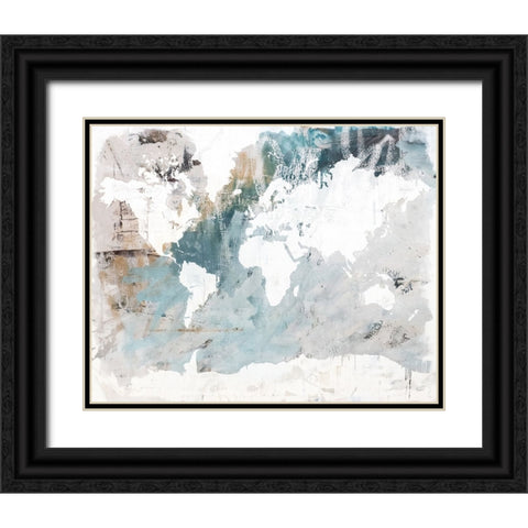 Neutral World Map Black Ornate Wood Framed Art Print with Double Matting by Youngstrom, Kent