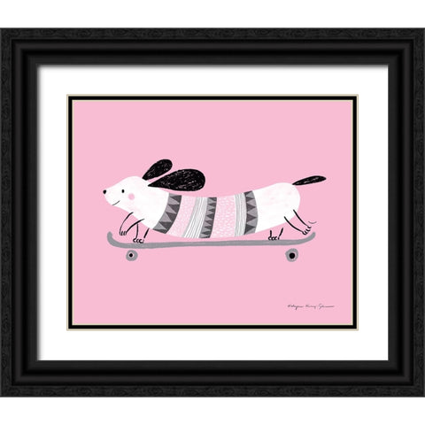 Pink Dog Black Ornate Wood Framed Art Print with Double Matting by Kucwaj-Tybur, Kasia